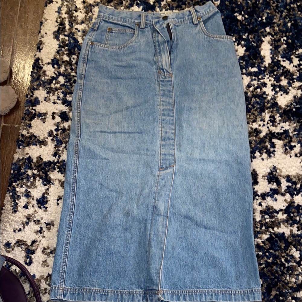 Eddie Bauer Sky Blue Denim Midi Skirt